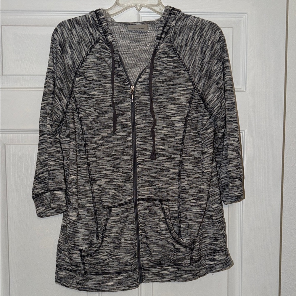 Avenue Black and Gray Hooded Jacket